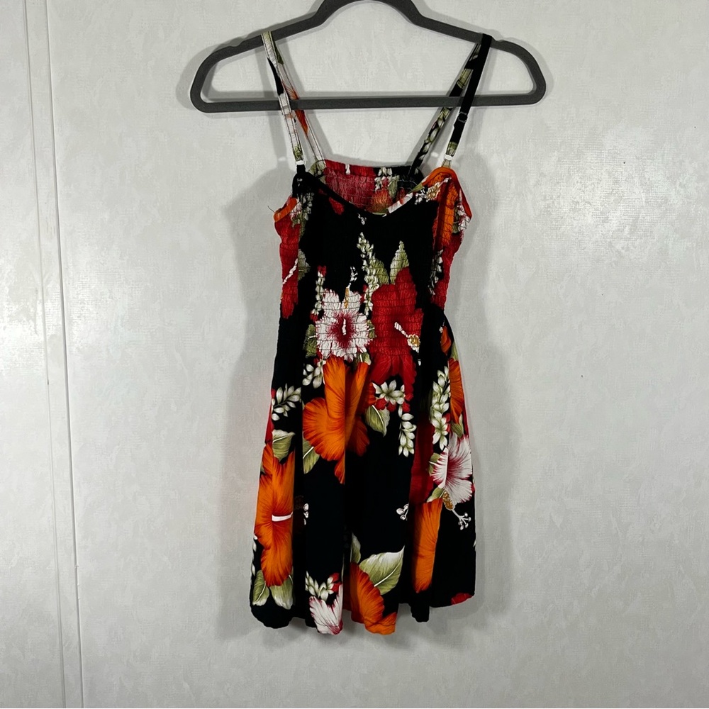 Source Unknown Black and Orange Sleeveless Mini Sundress Spaghetti Straps